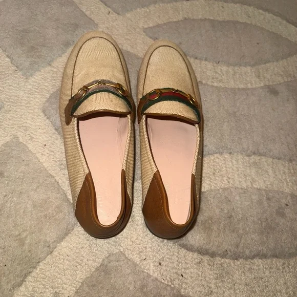 Gucci Tan and Brown Loafers with Green Accent - Picture 12 of 16